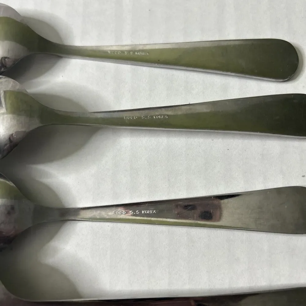 Rocco Spoon Set Of 5 Lot tablespoon? size FLAWED-ALL Damaged and Discolored Worn